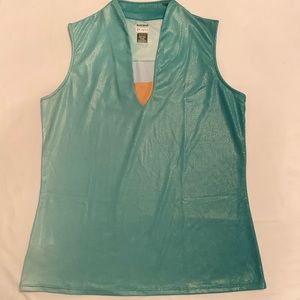 Lopez- ladies golf sleeveless tee, green shimmering